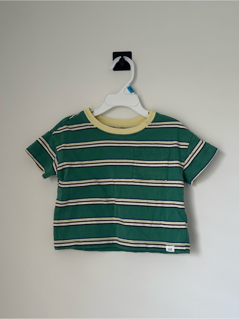 GAP Green Striped Short Sleeve Tee with Yellow Trim